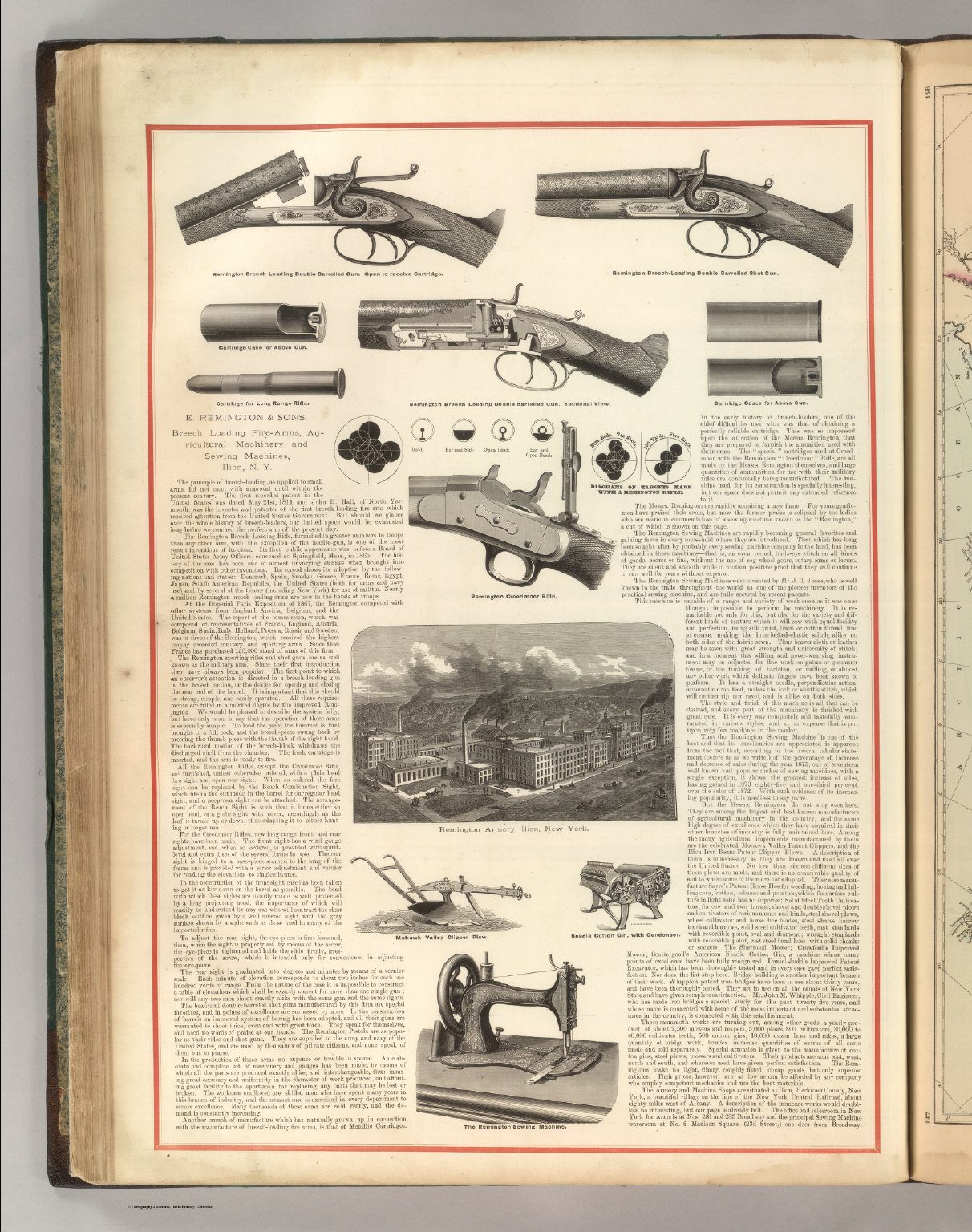 1875 Asher & Adams lithograph of the E. Remington & Sons works at Ilion, New York